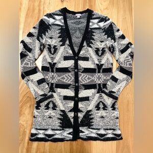 J.Jill Geometric Pattern Multi-texture Long Cardigan